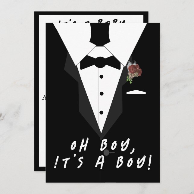 Oh Boy! Tuxedo Baby Shower Invitation (Front/Back)