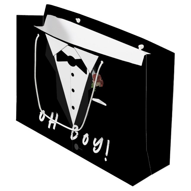 Oh Boy! Tuxedo  Large Gift Bag (Front Angled)