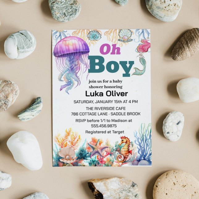 oh boy under the sea baby boy shower invitation (Creator Uploaded)