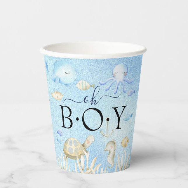 Oh Boy Under the Sea Baby Paper Cups (Front)