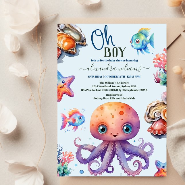 Oh Boy Under The Sea Baby Shower Invitation (Creator Uploaded)