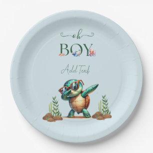 Oh Boy Under The Sea Turtle Baby Shower Paper Plate