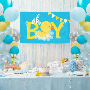 Oh Boy Watercolor Rubber Duck Baby Shower Banner