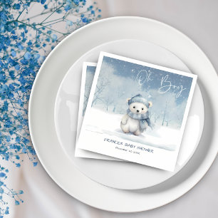 Oh Boy Winter   Woodland Baby Shower Editable Napkin