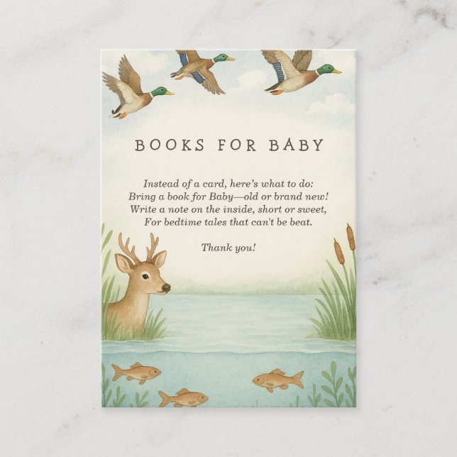 Oh Boy! Woodland Baby Shower Book Request Enclosure Card (Front)