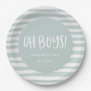 Oh boys, twin baby shower party napkins paper plate