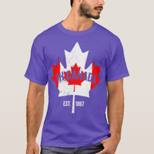 Oh Canada Canadian Flag Maple Leaf Est  T-Shirt