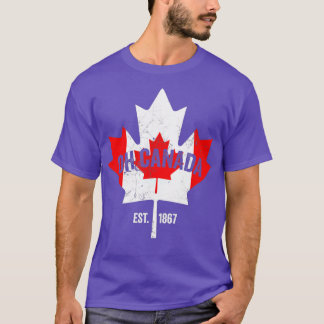 Oh Canada Canadian Flag Maple Leaf Est  T-Shirt