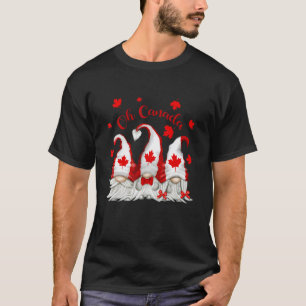 Oh Canada Cute Patriotic Gnome Maple Leaves Happy T-Shirt