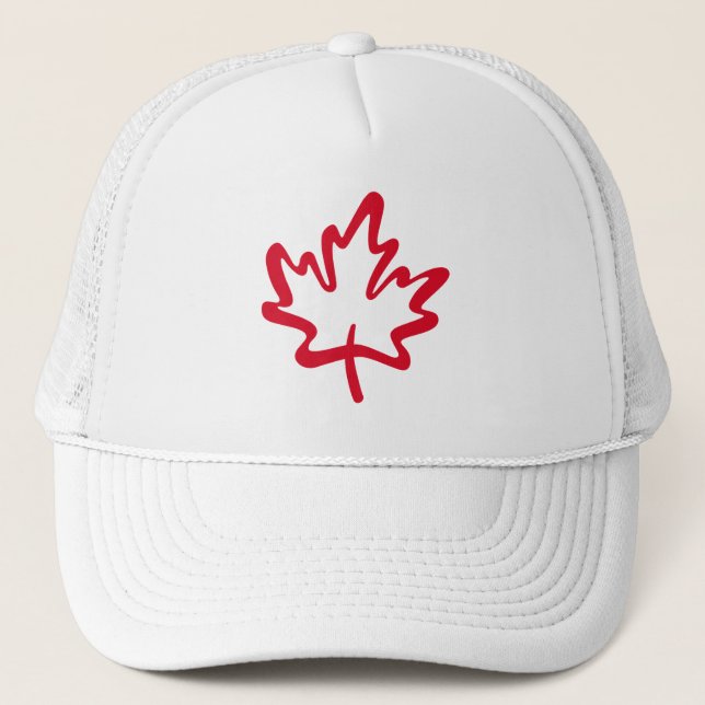 Oh Canada! Day Big Red Canadain Maple Leaf Trucker Hat (Front)