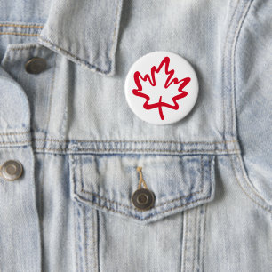 Oh Canada! Day Big Red Maple Leaf 6 Cm Round Badge