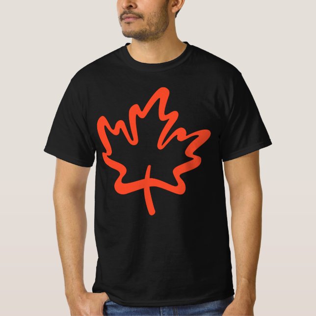 Oh Canada! Day Canadian Maple Leaf Big Red Black T-Shirt (Front)