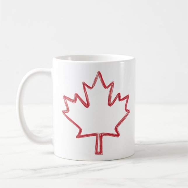 Oh Canada Day Red Canadian Maple Leaf crayon Paint Coffee Mug (Left)
