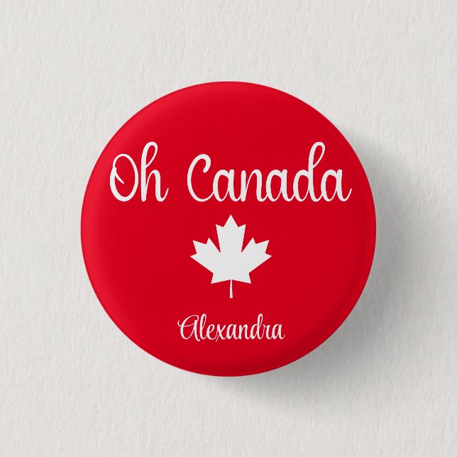 Oh Canada | Elegant  Maple Leaf 3 Cm Round Badge (Front)