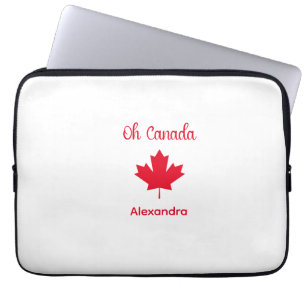Oh Canada Elegant Red Maple Leaf Laptop Sleeve