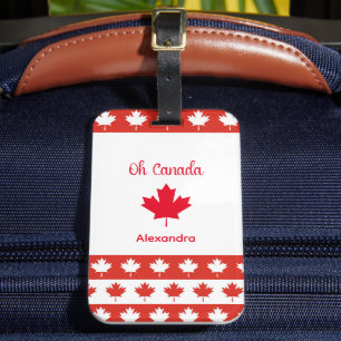 Oh Canada   Elegant Red Maple Leaf Luggage Tag
