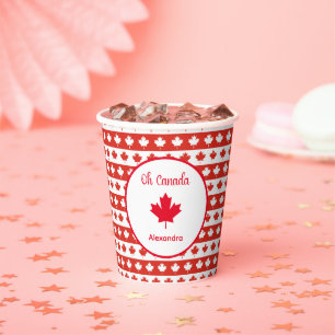 Oh Canada Elegant Red Maple Leaf Paper Cups