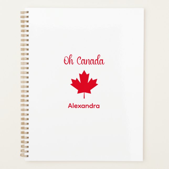 Oh Canada | Elegant Red Maple Leaf Planner (Front)