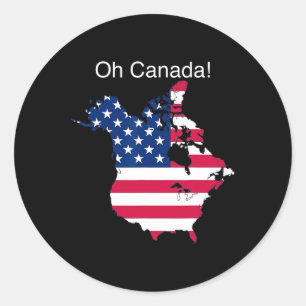 Oh Canada Funny Trump Map Of Usa 2 Classic Round Sticker