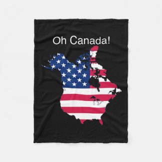Oh Canada Funny Trump Map Of Usa 2  Fleece Blanket