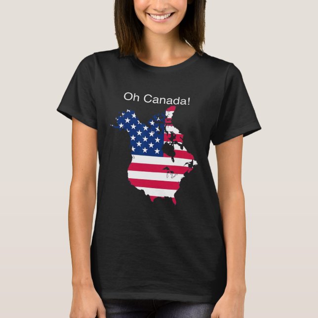 Oh Canada Funny Trump Map Of Usa 2  T-Shirt (Front)