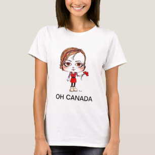 Oh Canada girl with maple leaf T-Shirt