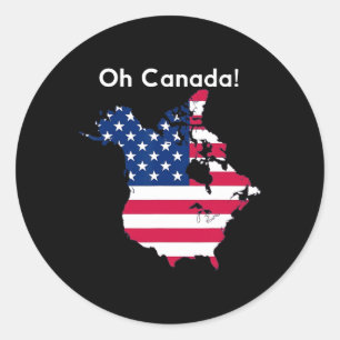 Oh Canada Shirt Map Of Usa Funny Trump 2025 1  Classic Round Sticker