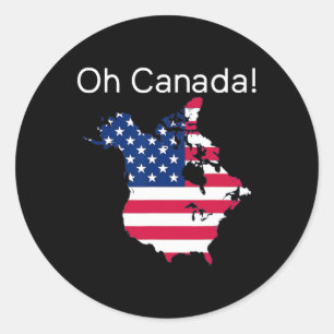 Oh Canada Shirt Map Of Usa Funny Trump 2025 2  Classic Round Sticker