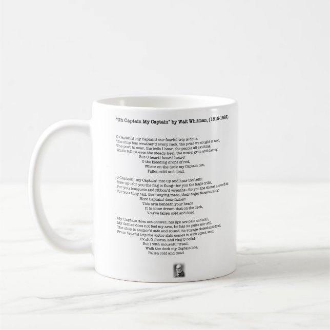 "Oh Captain, My Captain" by Walt Whitman Coffee Mug (Left)