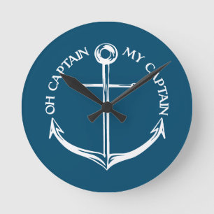 Oh Captain My Captain Round Clock