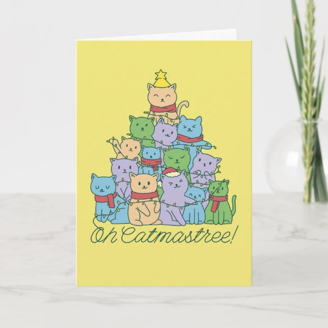 Oh Catmastree Funny Christmas Holiday Card (Front)