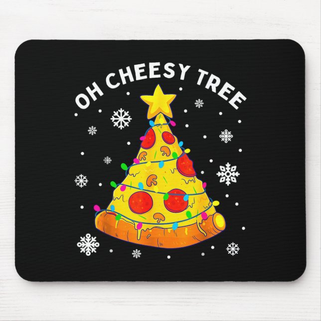 Oh Cheesy Tree Xmas Food Present Christmas Zza Tre Mouse Pad (Front)