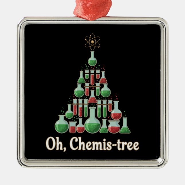 Oh Chemis-tree Funny Science Chemistry Christmas  Metal Ornament (Front)