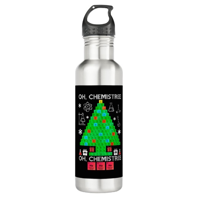 Oh Chemistree Chemist Tree Funny Science Christmas 710 Ml Water Bottle (Front)