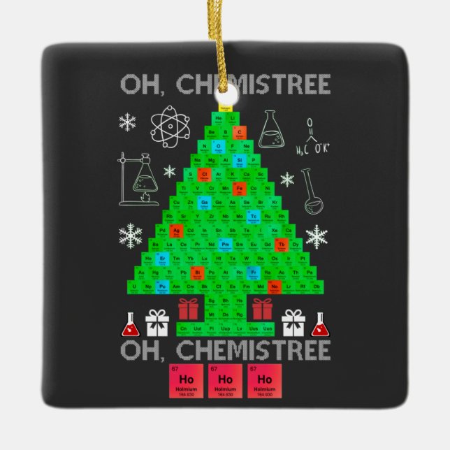 Oh Chemistree Chemist Tree Funny Science Christmas Ceramic Ornament (Front)