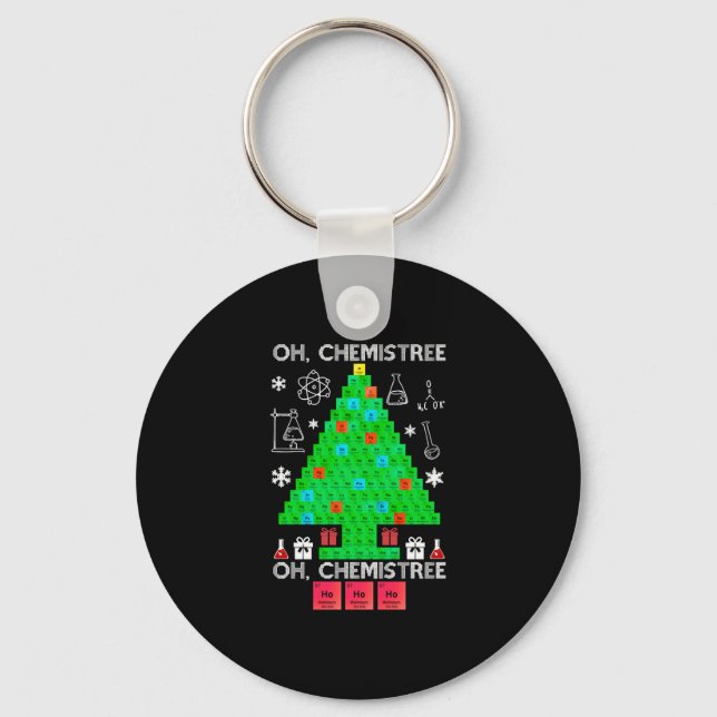 Oh Chemistree Chemist Tree Funny Science Christmas Key Ring (Front)