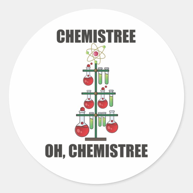 Oh Chemistree Christmas Chemistry Science teacher Classic Round Sticker (Front)