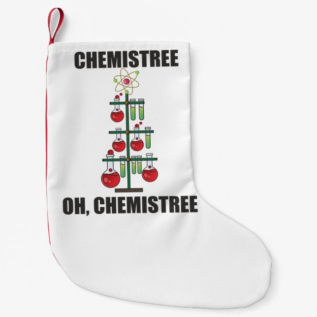 Oh Chemistree Christmas Chemistry Science teacher  Small Christmas Stocking (Front)