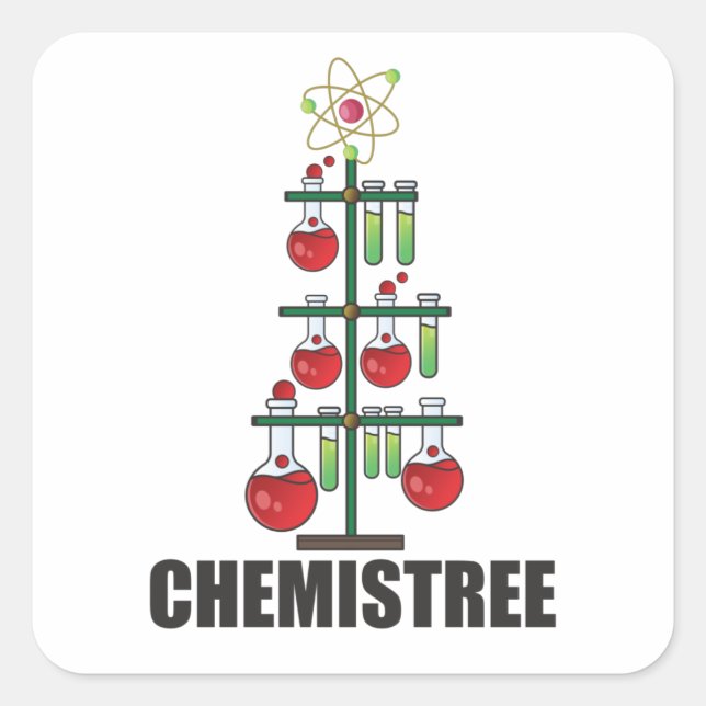 Oh Chemistree Christmas Chemistry Science teacher Square Sticker (Front)