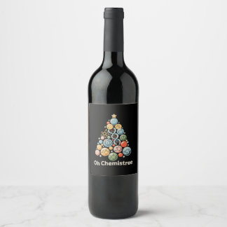 Oh Chemistree Science Chemistry Lab Christmas Xmas Wine Label