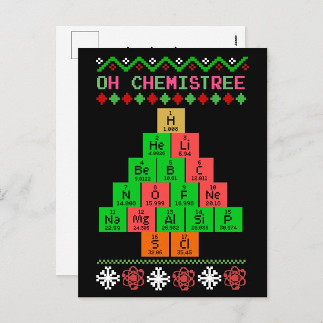 Oh Chemistree - Ugly Christmas Sweater For Chemist Holiday Postcard (Front/Back)