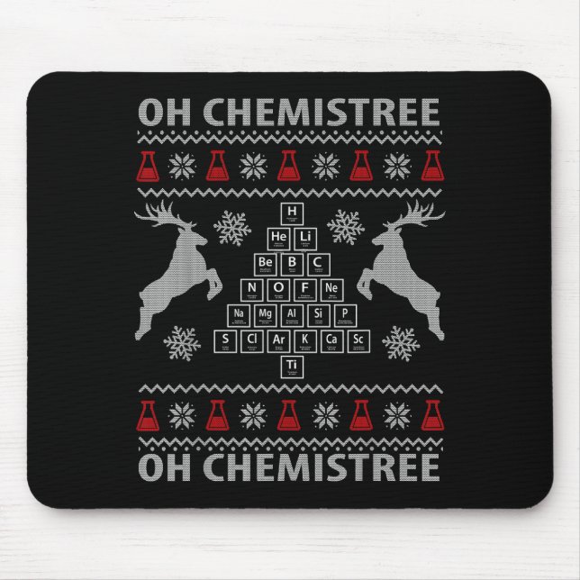 Oh Chemistree Ugly Christmas Sweater Science Stude Mouse Pad (Front)