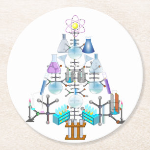 Oh Chemistry, Oh Chemist Tree Round Paper Coaster