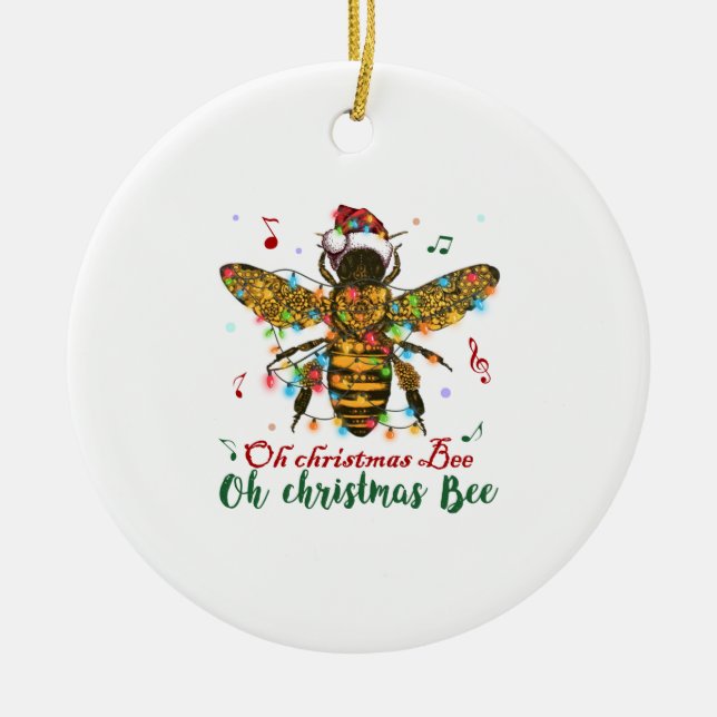 Oh Christmas Bee Oh Christmas Bee Light Ceramic Ornament (Front)