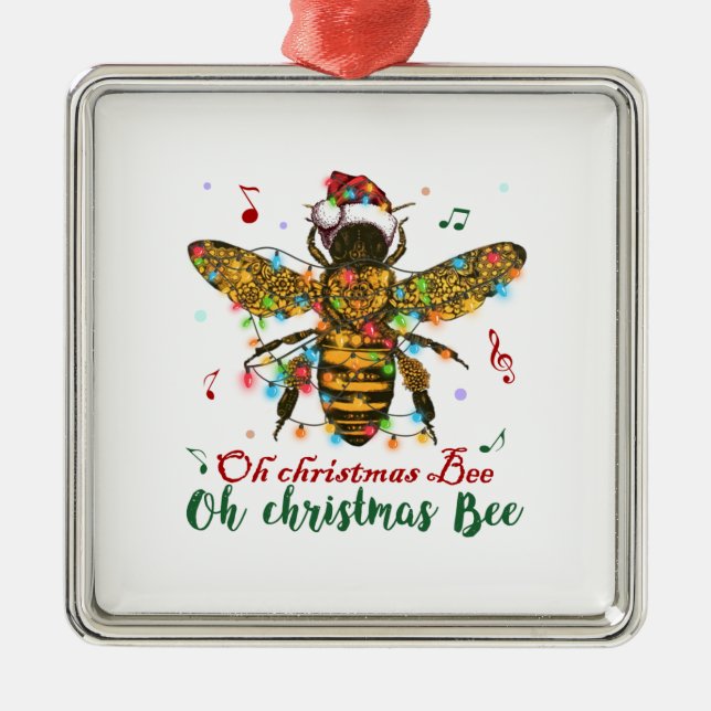 Oh Christmas Bee Oh Christmas Bee Light Metal Ornament (Front)
