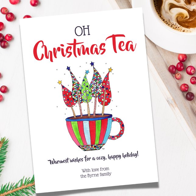 Oh Christmas Tea Disco Trees Holiday Card (Creator Uploaded)