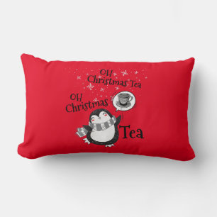 Oh Christmas Tea Penguin Lover - Tea Drinker Lumbar Cushion