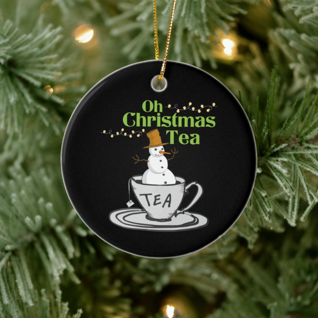 Oh Christmas Tea - Tea Lover Xmas Holiday Ceramic Ornament (Tree)