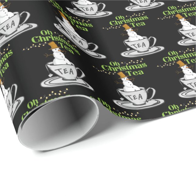Oh Christmas Tea - Tea Lover Xmas Holiday Wrapping Paper (Roll Corner)