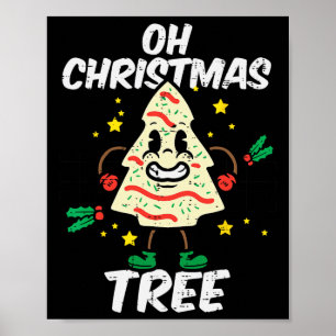 Oh Christmas Tree Cake Retro Groovy Xmas Men Women Poster